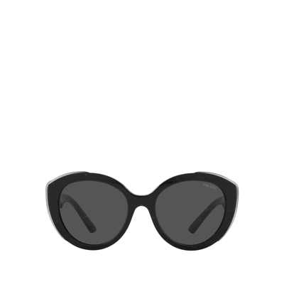 Prada Pr 01ys Black Marble / Top Black Transp Sunglasses In Grey