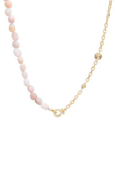 Gorjana Alice Gem Charm Necklace In Gold/pink Opal