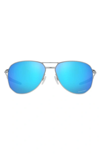 Oakley 57mm Pilot Sunglasses In Satin Chrome/ Prizm Sapphire