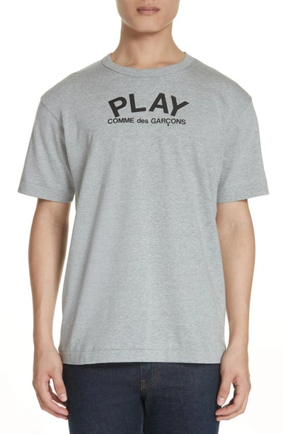 Comme Des Garçons Play Logo Round Neck T-shirt In Grey
