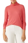 Eileen Fisher Scrunch Neck Top In Papaya