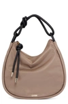 Ganni Small Knot Recycled Tech Shoulder Bag In Fossil