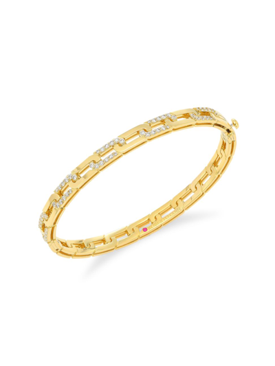 Roberto Coin 18k Yellow Gold Navarra Diamond Chain Overlapping Link Bangle Bracelet