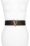 Versace Leather Waist Belt In Black