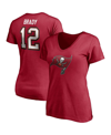 Fanatics Women's Tom Brady Red Tampa Bay Buccaneers Player Icon Name And Number V-neck T-shirt In Red