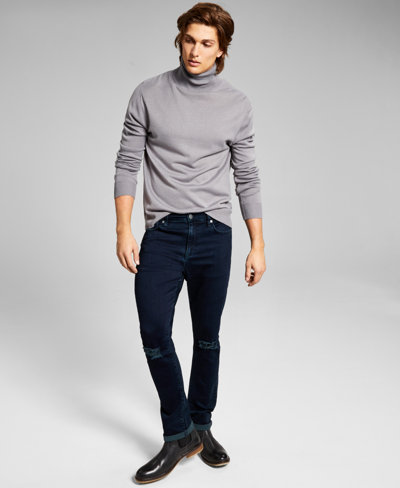 And Now This Mens Ribbed Knit Pullover Turtleneck Sweater In Grey