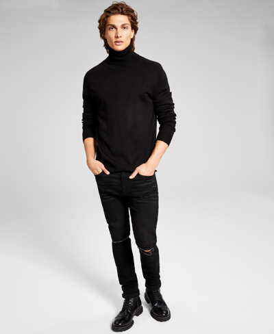 And Now This Men's Solid Turtleneck Sweater In Black