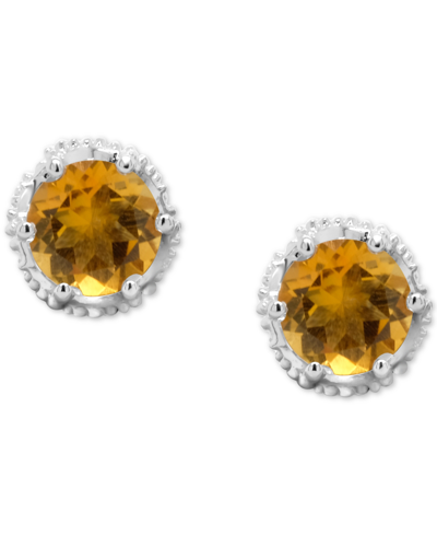 Macy's Rhodolite Garnet Stud Earrings (2 Ct. T.w.) In Sterling Silver (also In Amethyst, White Topaz, Citri In Citrine