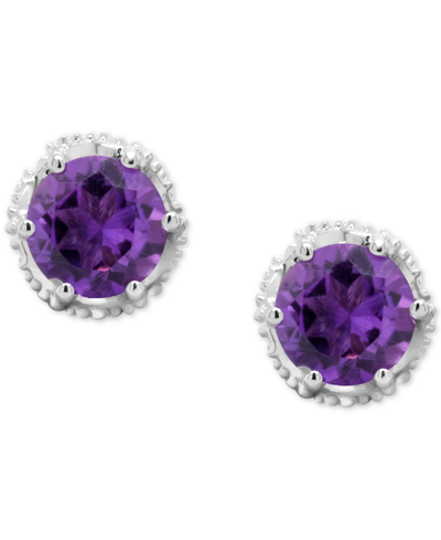 Macy's Rhodolite Garnet Stud Earrings (2 Ct. T.w.) In Sterling Silver (also In Amethyst, White Topaz, Citri