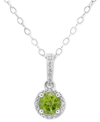 Macy's Rhodolite Garnet (1 Ct. T.w.) & Diamond Accent Solitaire 18" Pendant Necklace In Sterling Silver (al In Peridot