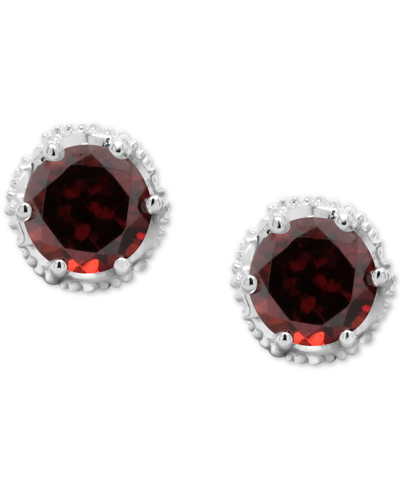 Macy's Rhodolite Garnet Stud Earrings (2 Ct. T.w.) In Sterling Silver (also In Amethyst, White Topaz, Citri