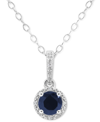 Macy's Sapphire (5/8 Ct. T.w.) & Diamond Accent Solitaire 18" Pendant Necklace In Sterling Silver (also In In Sapphire