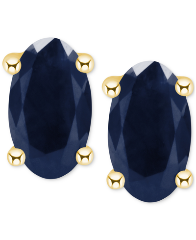 Macy's Sapphire Oval-cut Stud Earrings (3/4 Ct. T.w.) In 14k Gold (also In Emerald, Ruby, & Tanzanite)