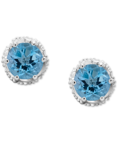 Macy's Rhodolite Garnet Stud Earrings (2 Ct. T.w.) In Sterling Silver (also In Amethyst, White Topaz, Citri In Blue Topaz