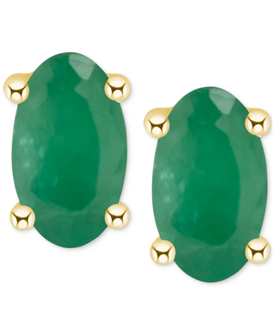 Macy's Sapphire Oval-cut Stud Earrings (3/4 Ct. T.w.) In 14k Gold (also In Emerald, Ruby, & Tanzanite)