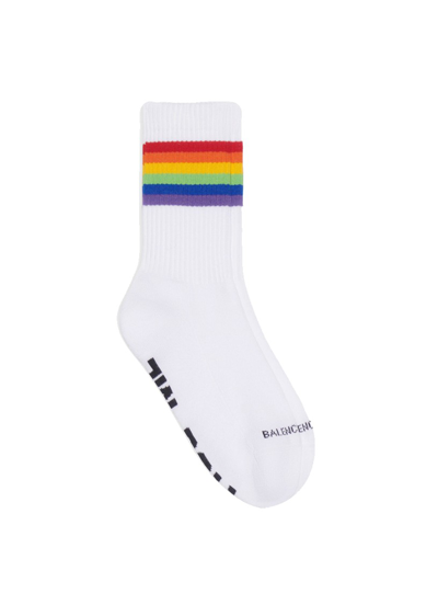 Balenciaga Fetish Rainbow Cotton Blend Socks In White