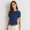 Lauren Ralph Lauren Stretch Cotton T-shirt In Indigo Sail