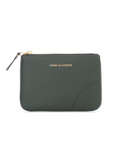 Comme Des Garçons Wallet Logo Print Zipped Wallet In Green