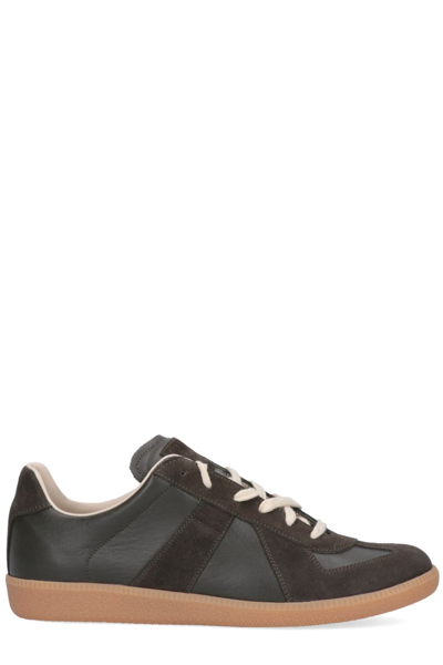 Maison Margiela Replica Low-top Sneakers In Leather And Suede In Brown