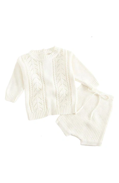 Ashmi And Co Babies' Ashmi & Co. Sawyer Sweater & Shorts Set In White