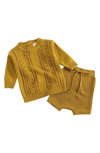 Ashmi And Co Babies' Sawyer Sweater & Shorts Set In Yellow