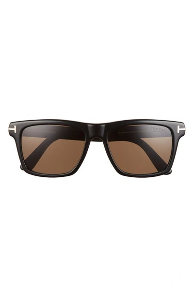 Tom Ford Buckley-02 56mm Square Polarized Sunglasses In Black