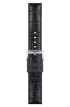 Tissot 22mm Croc Embossed Leather Watch Strap In Black