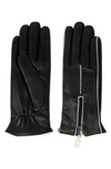 NICOLETTA ROSI CONTRAST STITCH CASHMERE LINED LAMBSKIN LEATHER GLOVES,FBIT000033SA