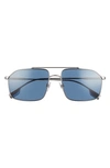Burberry 59mm Aviator Sunglasses In Gunmetal/ Dark Blue