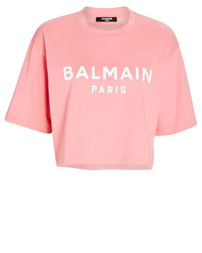 Balmain Cotton T-shirt With Logo In Pink