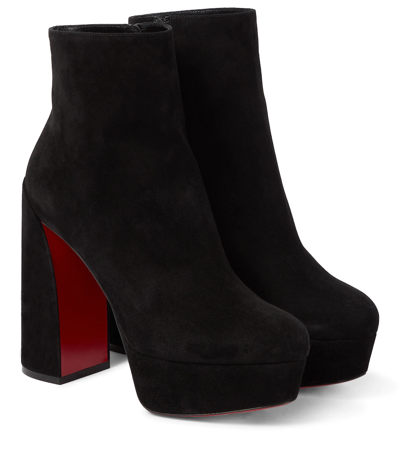 Christian Louboutin Movida 130 Suede Ankle Boots In Black