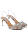 Aquazzura Gatsby 75 Vinyl & Leather Slingback Pump In Silver