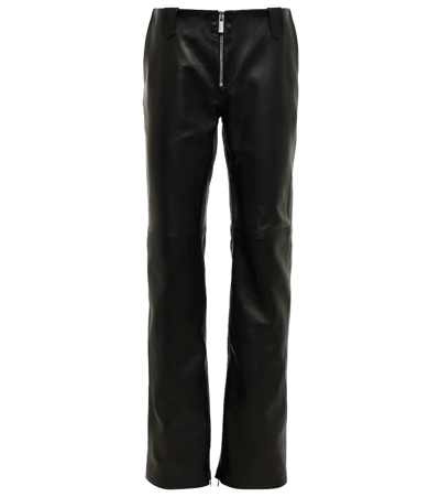 Magda Butrym Low-rise Leather Straight Pants In Black