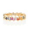 Suzanne Kalan Rainbow 18kt Gold Ring With Sapphires In Rainbow