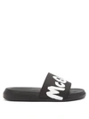 Alexander Mcqueen Graffiti Logo Slide Sandal In Black