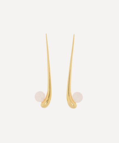 Khiry Gold Plated Vermeil Silver Adisa Rose Quartz Drop Earrings
