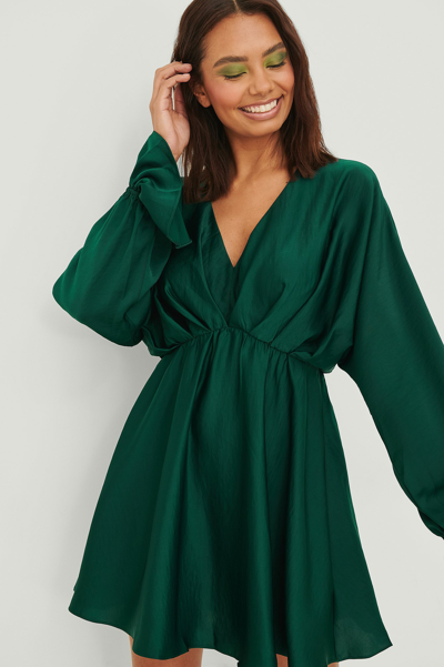 Na-kd Flowy Mini Ls Dress - Green