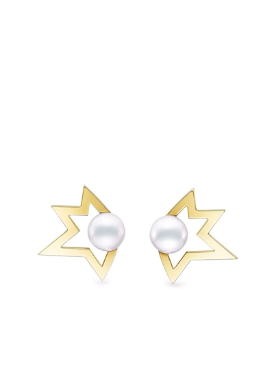 Tasaki 18kt Yellow Gold Collection Line Comet Plus Pearl Earrings