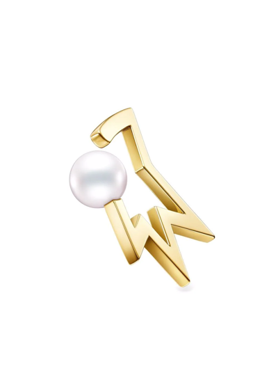 TASAKI 18KT YELLOW GOLD COLLECTION LINE COMET PLUS NEO PEARL EAR CUFF