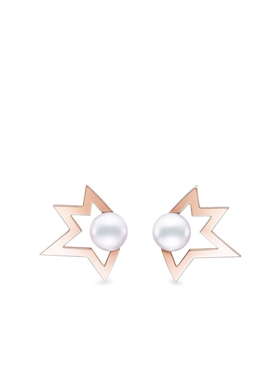 Tasaki 18kt Rose Gold Collection Line Comet Plus Pearl Earrings In Pink