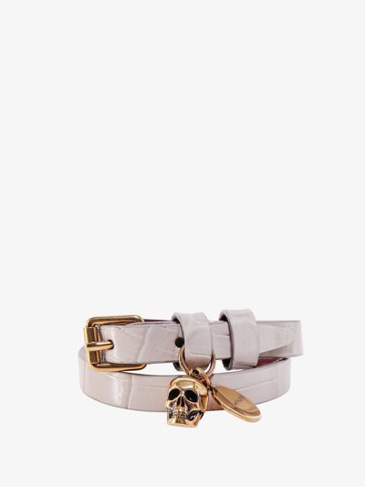 Alexander Mcqueen Double-wrap Bracelet - Atterley In Faded Grey