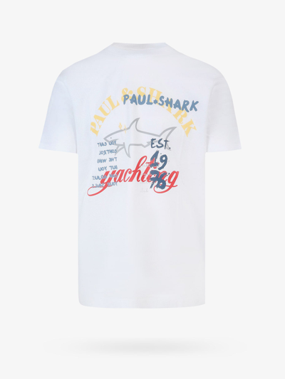 Paul & Shark Crew Neck Logo Printed T-shirt In White