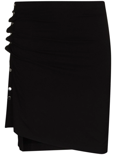Rabanne Ruched-detail Asymmetric Miniskirt In Schwarz
