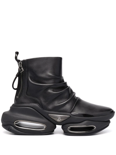 Balmain Ruched Chunky Boots In Schwarz