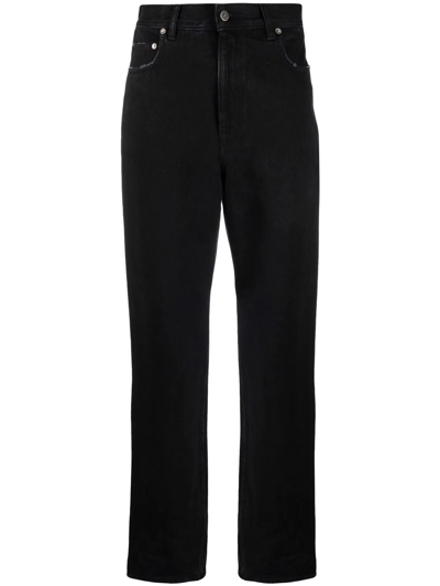 Golden Goose Logo-patch Straight-leg Trousers In Schwarz