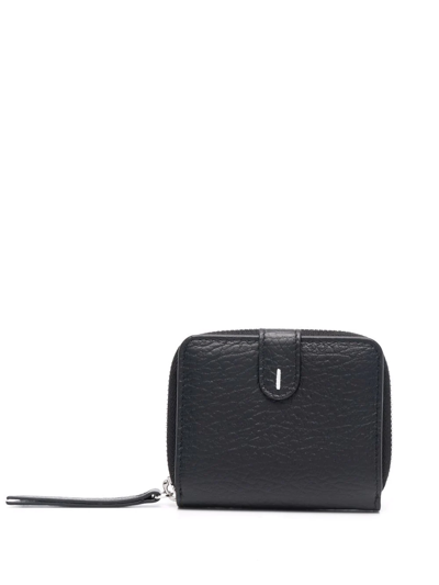 Maison Margiela Contrast-stitch Leather Coin Purse In Schwarz