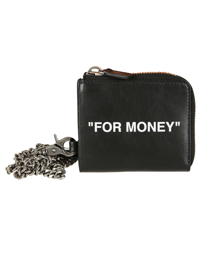 Off-white Quote Chain Wallet In Black/white