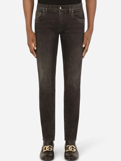 Dolce & Gabbana Black Wash Skinny Jeans In Combined Colour