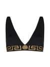 Versace Black Greca Border Triangle Bralette In Black