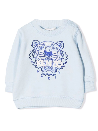 Kenzo Baby Logo Embroidered Sweatshirt In Azzurro